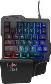 Игровой блок Оклик 701G IRON FIST черный USB for gamer LED (подставка для запястий) (1196590) кабель 1.8м