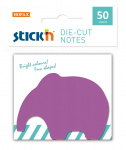 Блок самоклеящийся бумажный Stick`n 21780 50лист. фиолетовый 1цв.в упак. "слон"