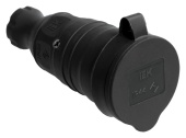 Розетка силов. IEK Омега PKR21-016-2-K02 1 розетка одинар. откр. зазем. крыш. IP44 черный (упак.:1шт)