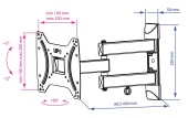 Кронштейн для телевизора Kromax DIX-22 черный 15"-48" макс.35кг настенный поворотно-выдвижной и наклонный