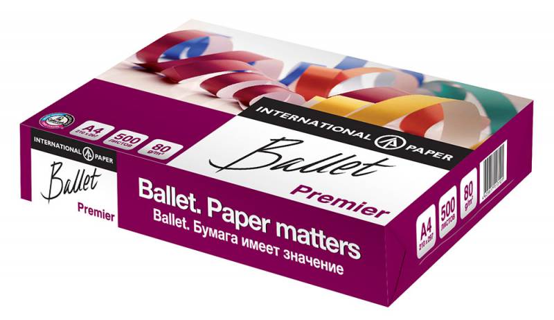Бумага Ballet Premier A4 марка A/80г/м2/500л./белый CIE162% матовое/матовое для лазерной печати