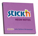 Блок самоклеящийся бумажный Stick`n 21210 76x76мм 100лист. 76г/м2 неон фиолетовый