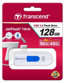 Флеш Диск Transcend 128Gb Jetflash 790 TS128GJF790W USB3.0 белый