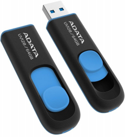Флеш Диск A-Data 64Gb DashDrive UV128 AUV128-64G-RBE USB3.0 черный/синий
