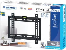 Кронштейн для телевизора Kromax IDEAL-5 белый 15"-47" макс.35кг настенный фиксированный