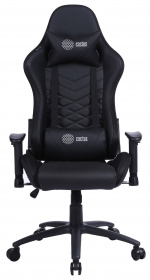 Кресло игровое Cactus с RGB-подсветкой черный эко.кожа с подголов. крестов. сталь