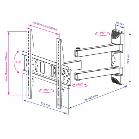 Кронштейн для телевизора Kromax PIXIS-XS черный 22"-55" макс.30кг настенный поворотно-выдвижной и наклонный