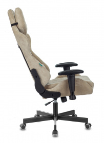 Кресло игровое Zombie VIKING KNIGHT Fabric песочный Light-21 с подголов. крестов. металл