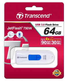 Флеш Диск Transcend 64Gb Jetflash 790 TS64GJF790W USB3.0 белый