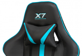 Кресло игровое A4Tech X7 GG-1200 черный/голубой эко.кожа крестов. пластик