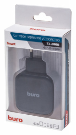 Сетевое зар./устр. Buro TJ-286B Smart 25W 5A 4xUSB универсальное черный (TJ-286B)