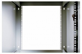 Шкаф настенный ЦМО ШРН-9.480 9U 600x480мм пер.дв.стекл несъемные бок.пан. 50кг серый цельносварной
