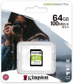 Флеш карта SDXC 64GB Kingston SDS2/64GB Canvas Select Plus w/o adapter