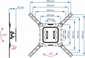 Кронштейн для телевизора Kromax DIX-16 черный 22"-55" макс.30кг настенный поворот и наклон