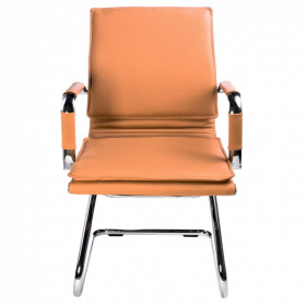 Кресло Бюрократ Ch-993-Low-V светло-коричневый эко.кожа низк.спин. полозья металл хром