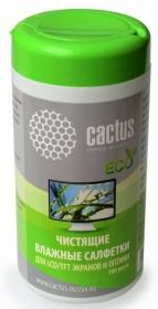 Салфетки Cactus CS-T1001E для экранов и оптики туба 100шт влажных