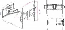 Кронштейн для телевизора Kromax ATLANTIS-75 черный 40"-90" макс.101кг настенный поворотно-выдвижной и наклонный