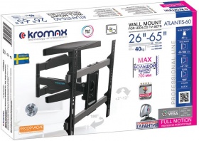 Кронштейн для телевизора Kromax ATLANTIS-60 черный 26"-65" макс.40кг настенный поворотно-выдвижной и наклонный