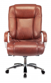 Кресло руководителя Бюрократ T-9925SL светло-коричневый Leather Eichel кожа крестов. металл хром