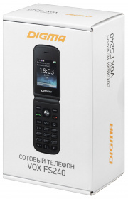 Мобильный телефон Digma VOX FS240 32Mb черный раскладной 2Sim 2.44" 240x320 0.08Mpix GSM900/1800 FM microSDHC max32Gb