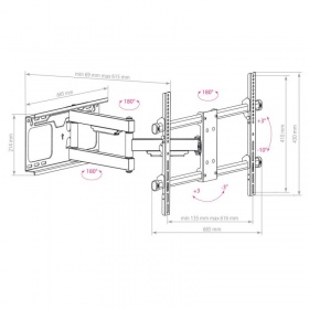 Кронштейн для телевизора Arm Media PARAMOUNT-60 черный 32"-75" макс.60кг настенный поворот и наклон