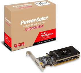 Видеокарта PowerColor PCI-E 4.0 AXRX 6400 LP 4GBD6-DH AMD Radeon RX 6400 4Gb 64bit GDDR6 2039/16000 HDMIx1 DPx1 HDCP Ret low profile