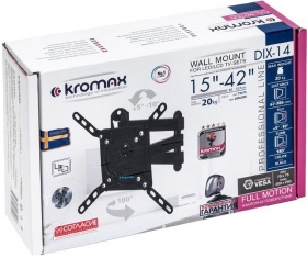 Кронштейн для телевизора Kromax DIX-14 черный 15"-42" макс.20кг настенный поворотно-выдвижной и наклонный