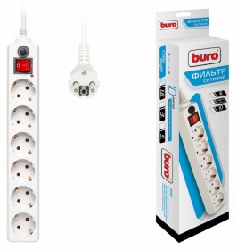 Сетевой фильтр Buro 600SH-1.8-W 1.8м (6 розеток) белый (коробка)