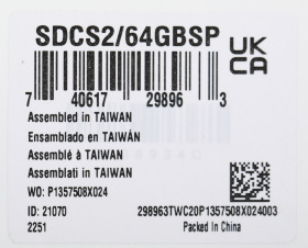 Флеш карта microSDXC 64GB Kingston SDCS2/64GBSP Canvas Select Plus w/o adapter