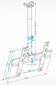 Кронштейн для телевизора Holder PR-101-W белый 32"-65" макс.60кг потолочный фиксированный