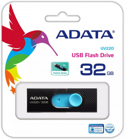 Флеш Диск A-Data 32Gb UV220 AUV220-32G-RBKBL USB2.0 черный/синий