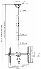 Кронштейн для телевизора Arm Media LCD-3000 черный 32"-90" макс.55кг потолочный поворот и наклон